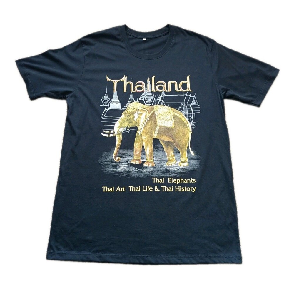 Thailand Thai Elephants Men's XL Graphic Print T-Shirt Black
